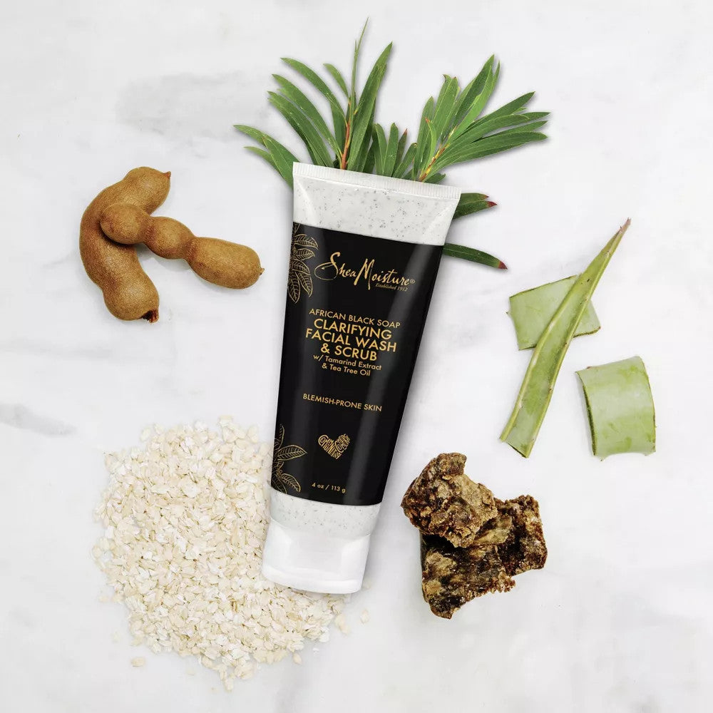 SheaMoisture African Black Soap Clarifying Facial Wash & Scrub (4 oz)