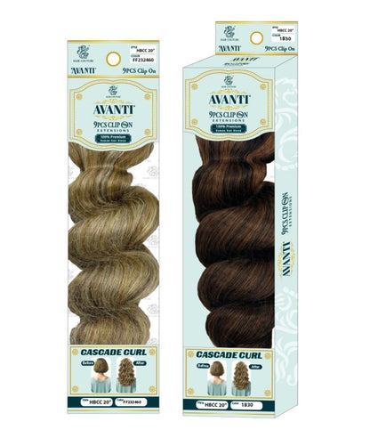Hair Couture 100% Human Hair Extensions Avanti 9pcs Clip-ins - CASCADE CURL 20"