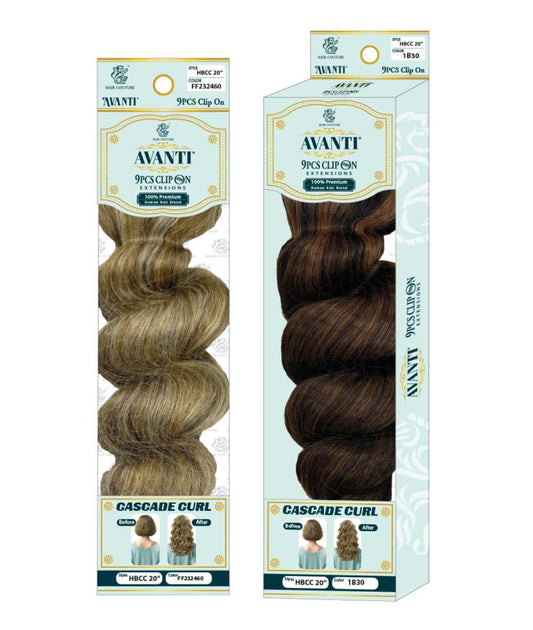Hair Couture 100% Human Hair Extensions Avanti 9pcs Clip-ins - CASCADE CURL 20"