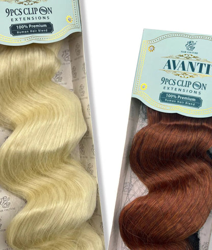 Hair Couture 100% Human Hair Extensions Avanti 9pcs Clip-ins - CASCADE CURL 20"
