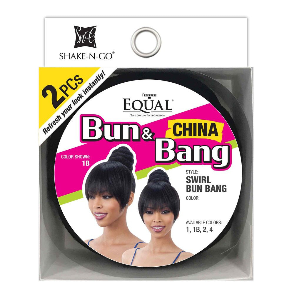 SHAKE N GO Freetress Equal Bun & Bang 2PCS - Swirl Bun Bang