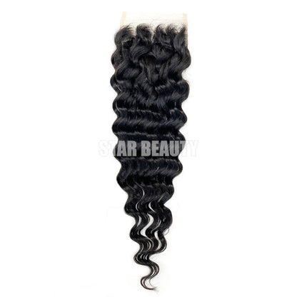 Silver Unprocessed 100% Virgin Remi Human Hair 4X4 HD Lace Closure - Deep Wave
