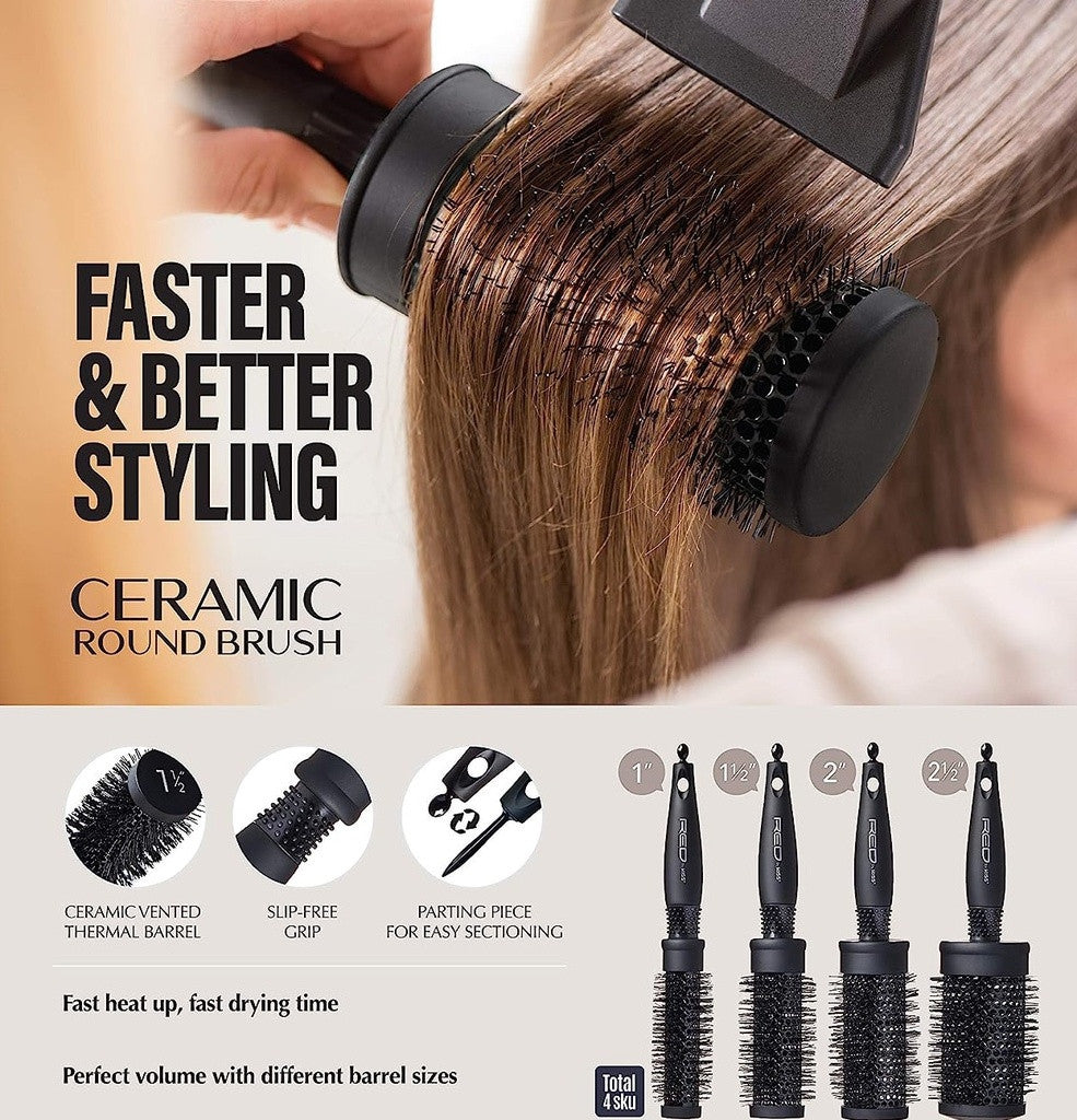 RED Ceramic Thermal Round Brush