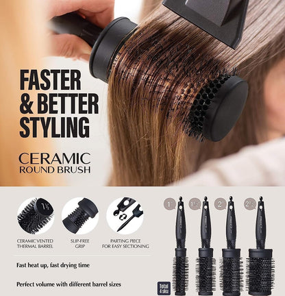 RED Ceramic Thermal Round Brush
