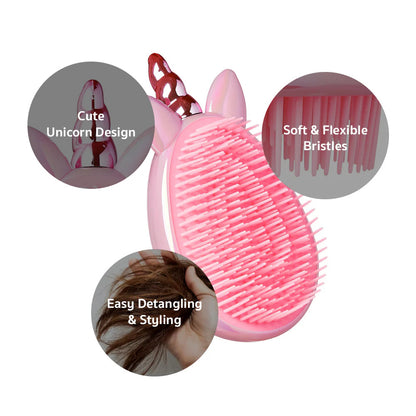 RED Unicorn Detangling Brush - Pink