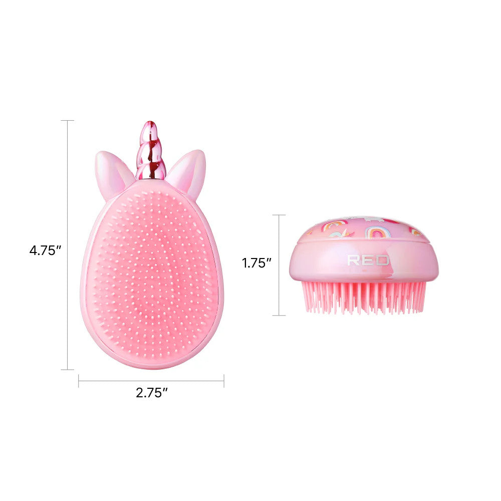 RED Unicorn Detangling Brush - Pink