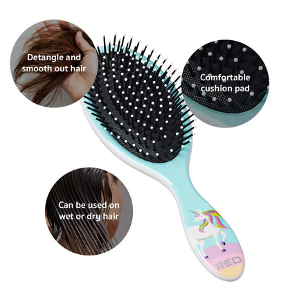 RED Mythical Animals Oval Detangling Brush