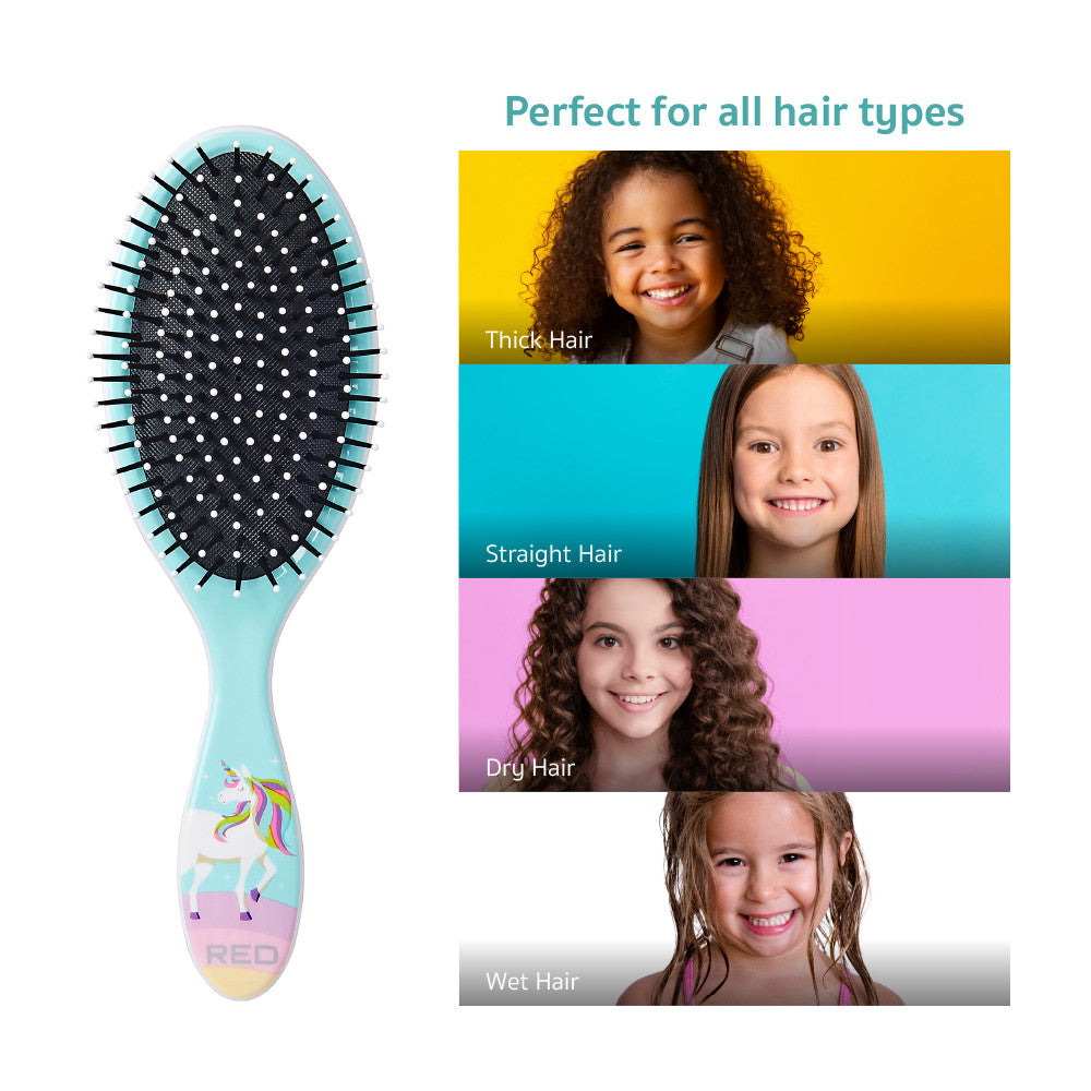 RED Mythical Animals Oval Detangling Brush