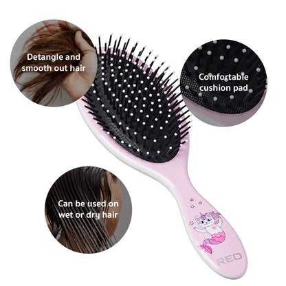 RED Mythical Animals Oval Detangling Brush