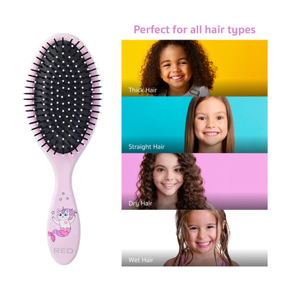 RED Mythical Animals Oval Detangling Brush