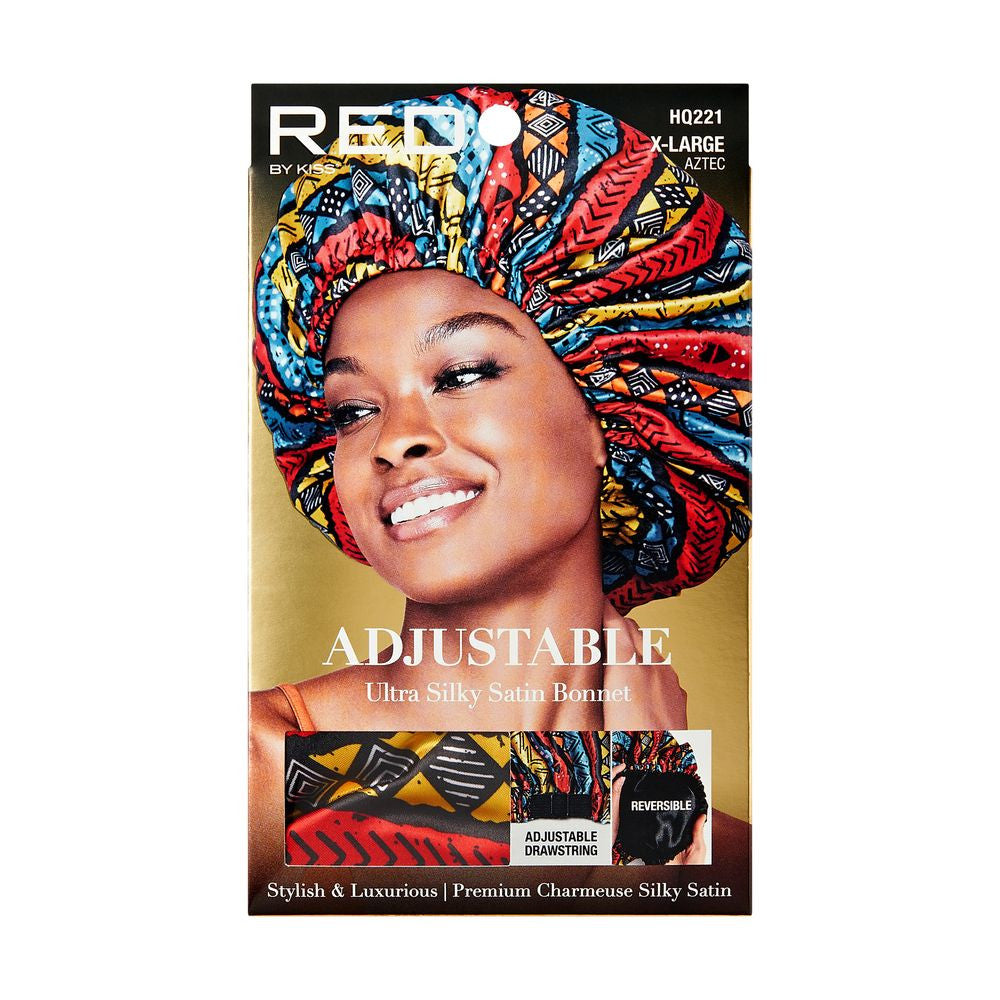 RED Adjustable Ultra Silky Satin Bonnet X-Large