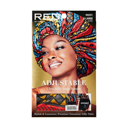 RED Adjustable Ultra Silky Satin Bonnet X-Large