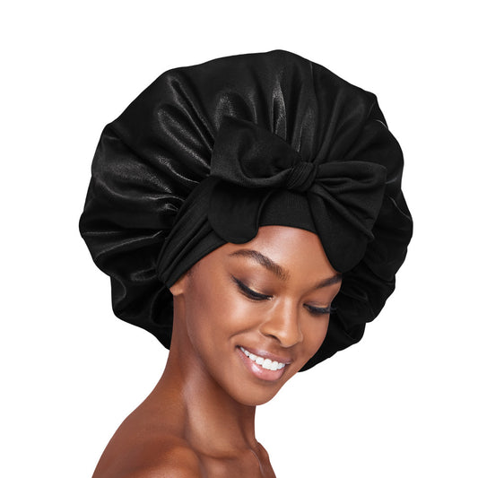 RED Adjustable Satin Bonnet with Tie Band