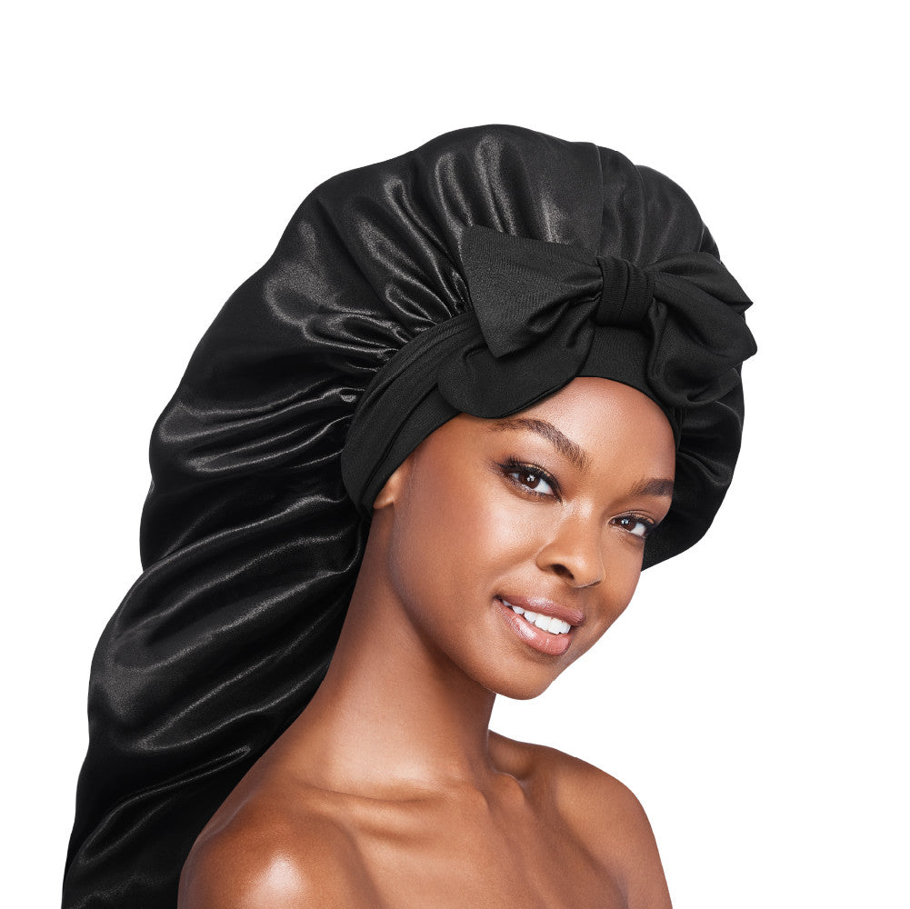 RED Adjustable Satin Bonnet with Tie Band