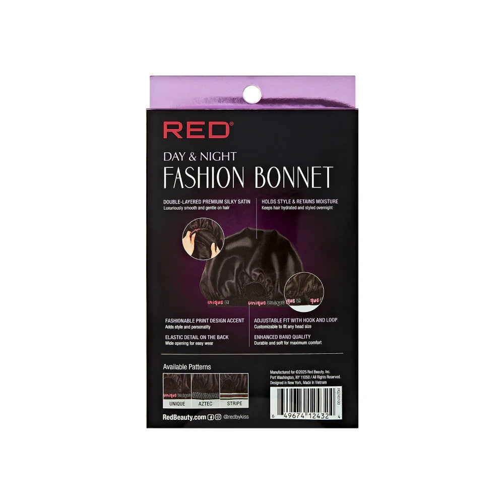 RED Adjustable Day & Night Fashion Hair Bonnet