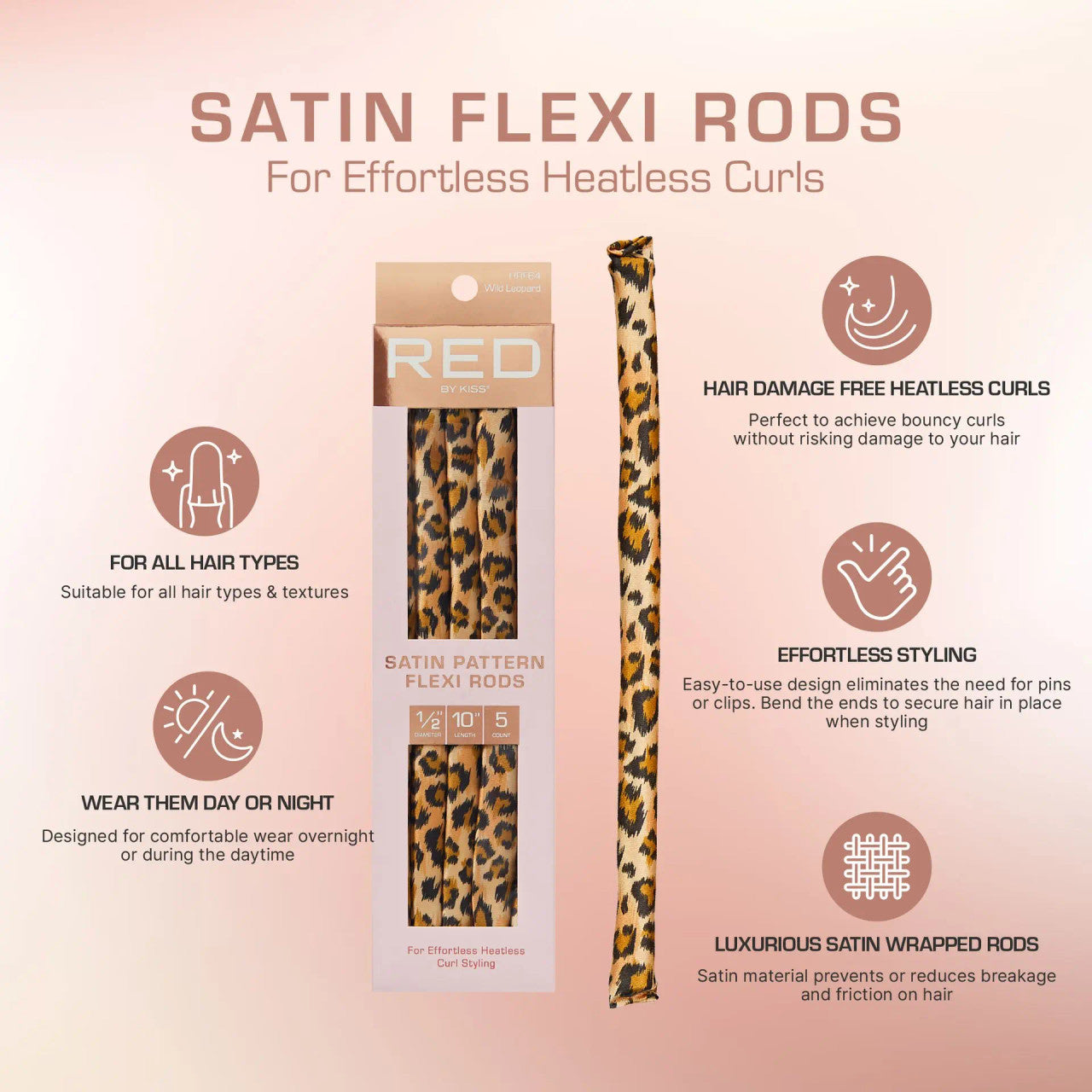 RED Animal Print Satin Flexi Rods