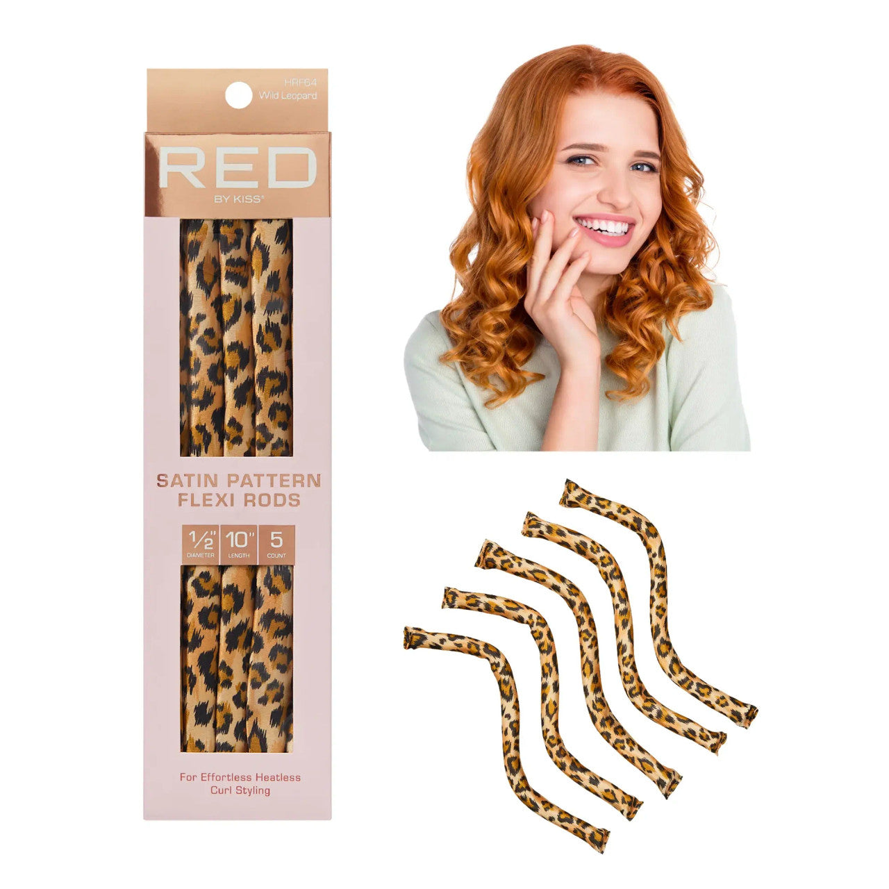 RED Animal Print Satin Flexi Rods