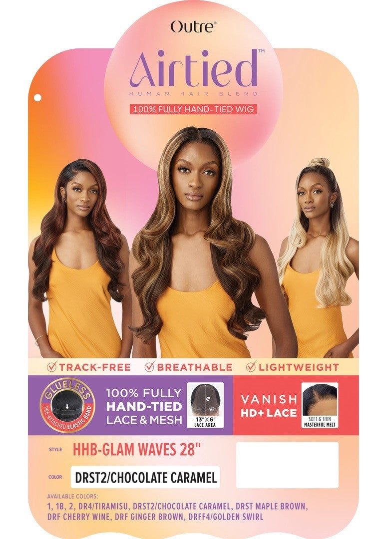 OUTRE Human Hair Blend Airtied Vanish HD+ Lace Front Wig - HHB-Glam Waves 28"