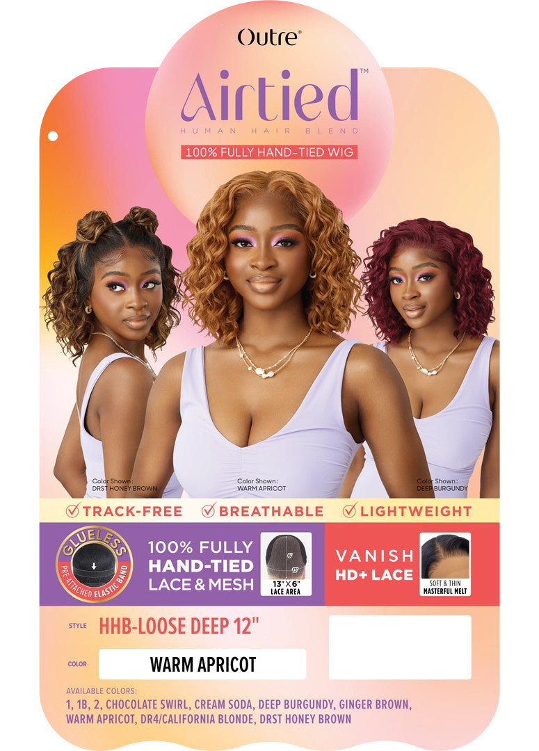 OUTRE Human Hair Blend Airtied Vanish HD+ Lace Front Wig - HHB-Loose Deep 12"