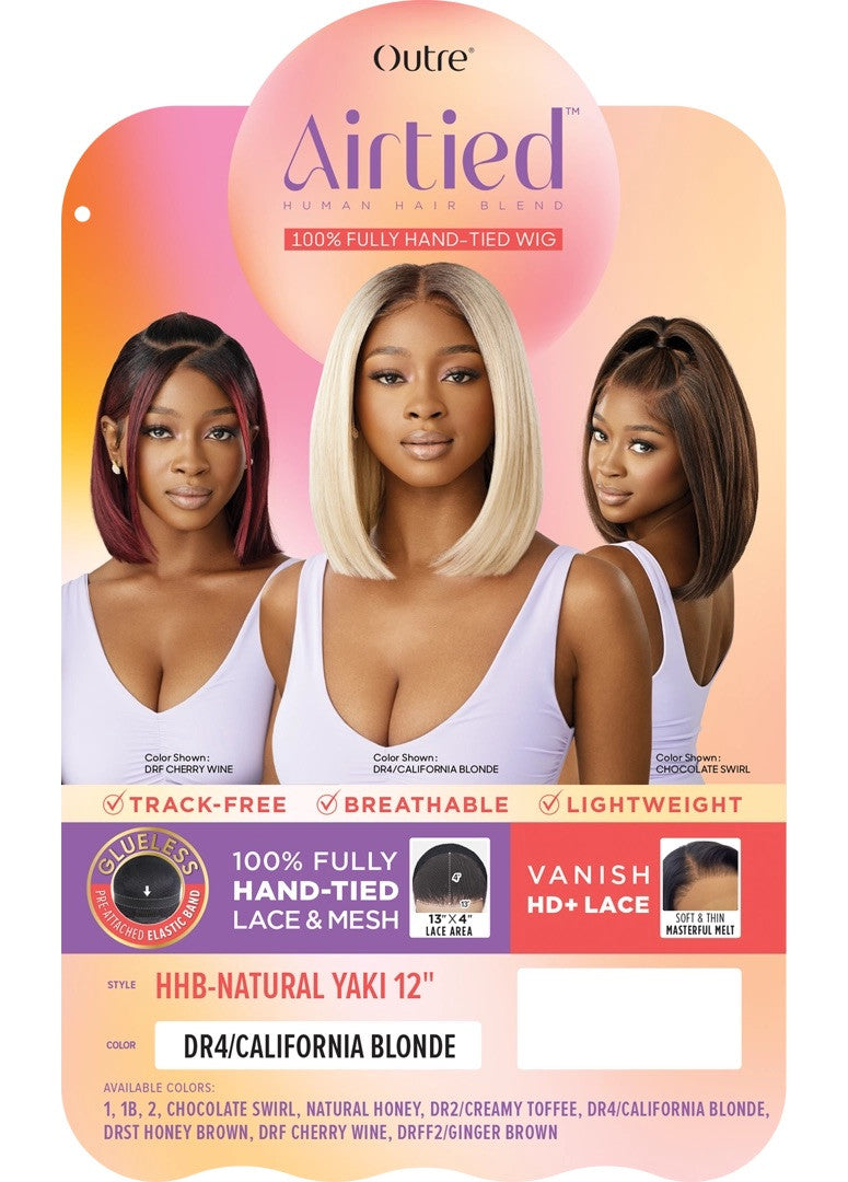 OUTRE Human Hair Blend Airtied Vanish HD+ Lace Front Wig - HHB-Natural Yaki 12"