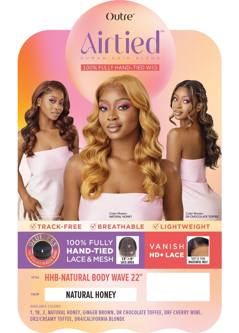 OUTRE Human Hair Blend Airtied Vanish HD+ Lace Front Wig - HHB-Natural Body Wave 22"
