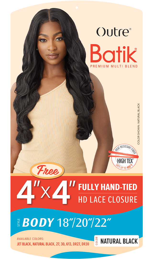 OUTRE Synthetic Batik 3 pcs (18" 20" 22") + 4×4 HD Lace Closure - BODY WAVE