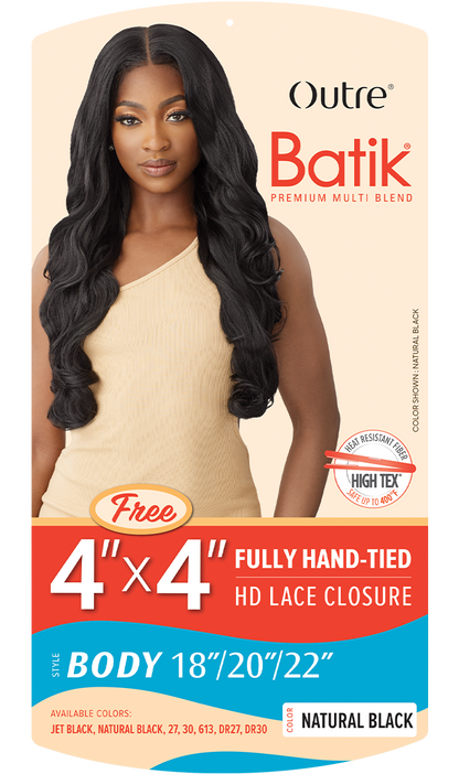 OUTRE Synthetic Batik 3 pcs (18" 20" 22") + 4×4 HD Lace Closure - BODY WAVE