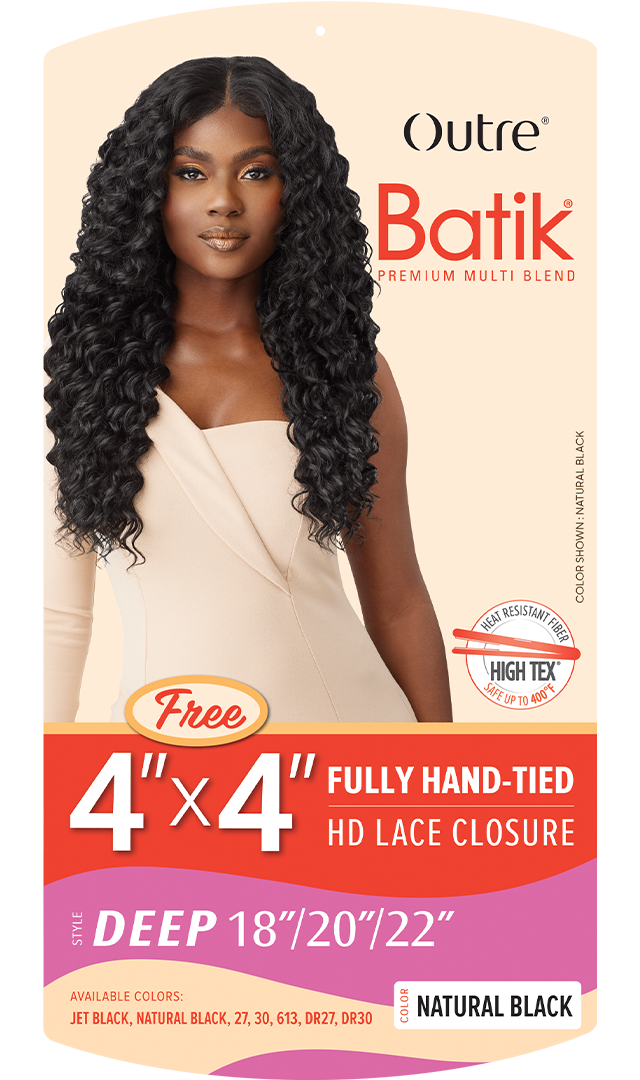 OUTRE Synthetic Batik 3 pcs (18" 20" 22") + 4×4 HD Lace Closure - DEEP WAVE