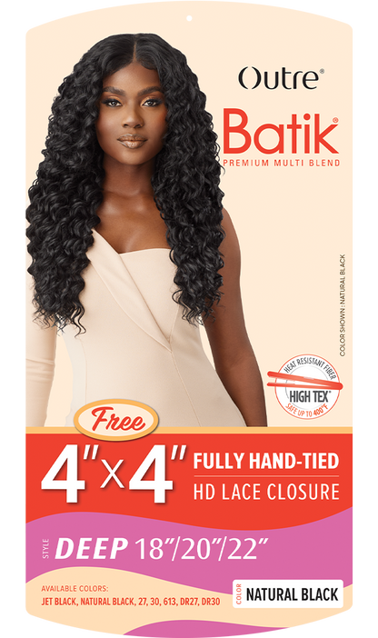 OUTRE Synthetic Batik 3 pcs (18" 20" 22") + 4×4 HD Lace Closure - DEEP WAVE