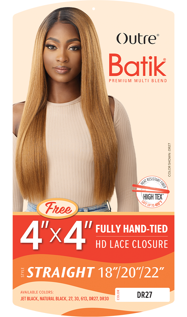 OUTRE Synthetic Batik 3 pcs (18" 20" 22") + 4×4 HD Lace Closure - Straight