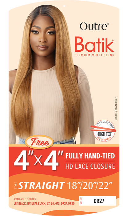 OUTRE Synthetic Batik 3 pcs (18" 20" 22") + 4×4 HD Lace Closure - Straight