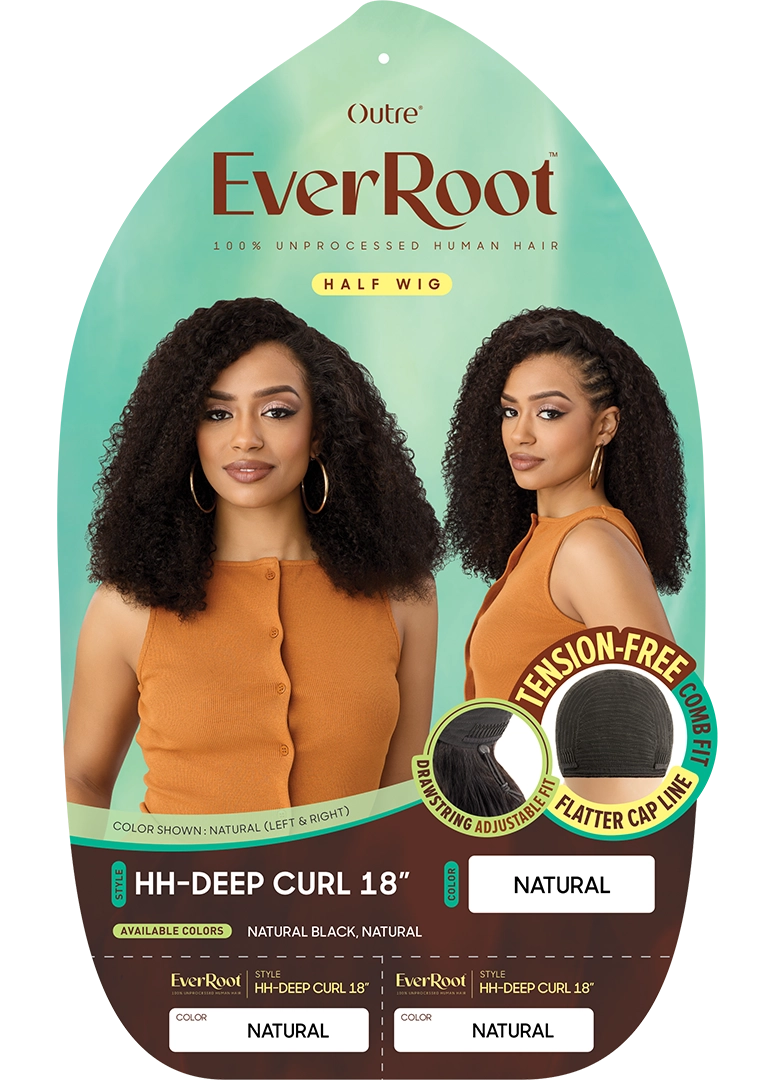 OUTRE 100% Unprocessed Human Hair EVERROOT Half Wig - HH-Deep Curl 18"
