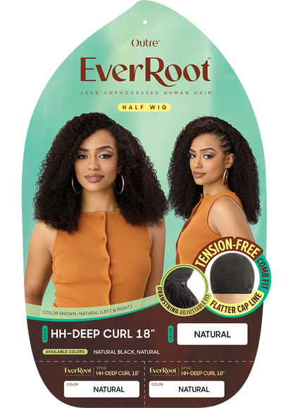 OUTRE 100% Unprocessed Human Hair EVERROOT Half Wig - HH-Deep Curl 18"