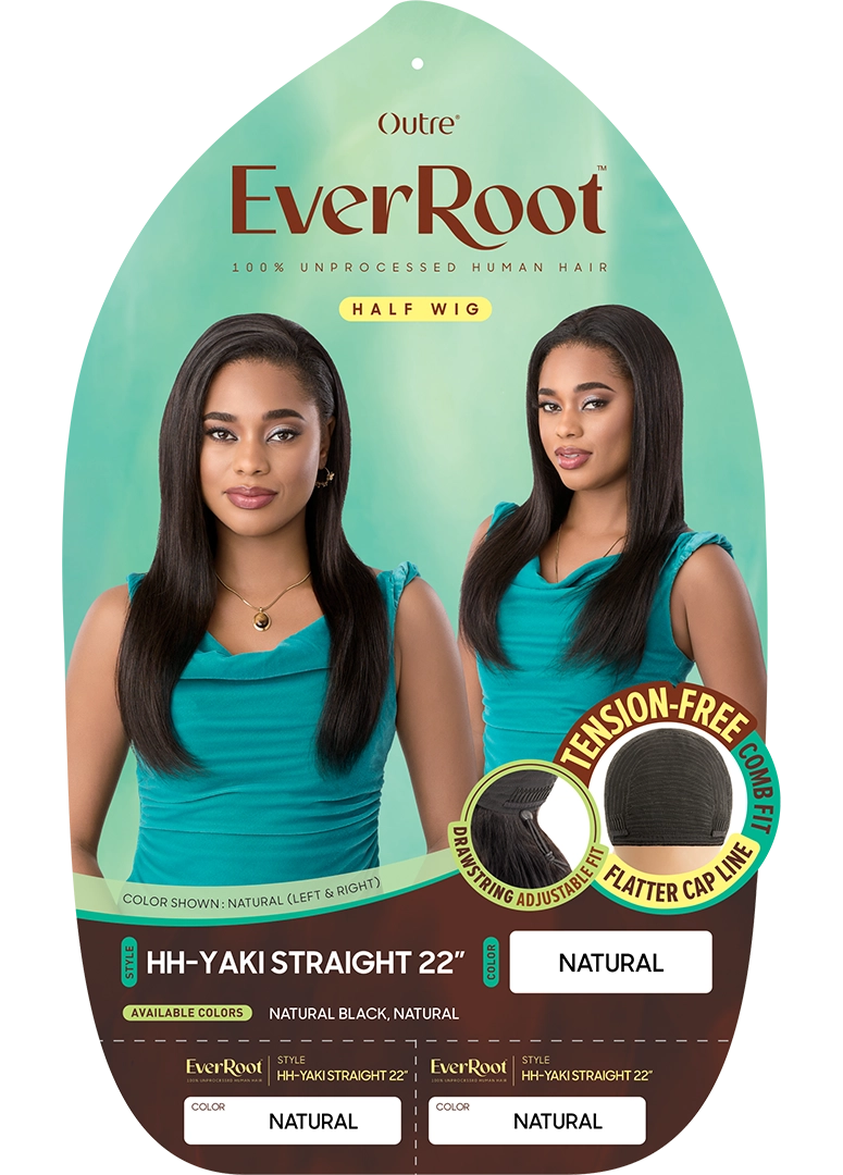 OUTRE 100% Unprocessed Human Hair EVERROOT Half Wig - HH-Yaki Straight 22"