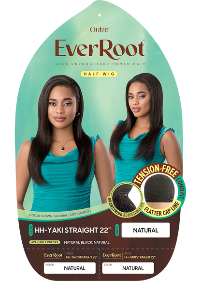 OUTRE 100% Unprocessed Human Hair EVERROOT Half Wig - HH-Yaki Straight 22"