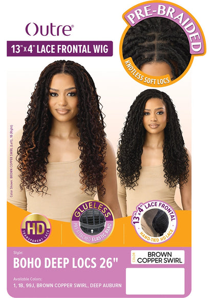 OUTRE Synthetic Braided 13X4 Lace Frontal Wig - Boho Deep Locs 26"