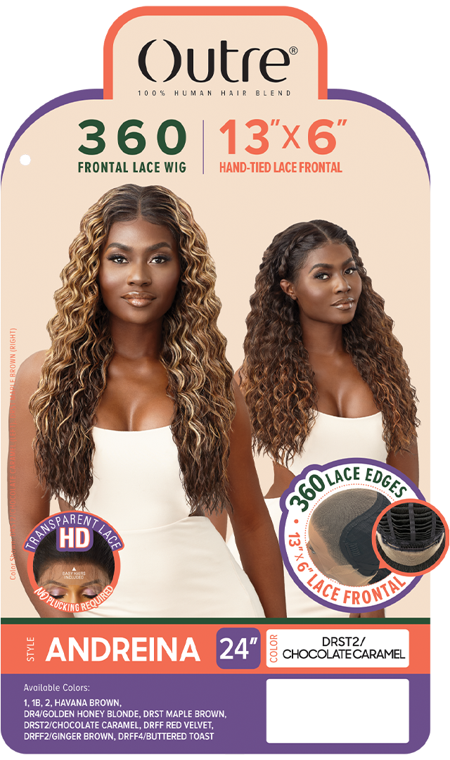 OUTRE 100% Human Hair Blend 13X6 HD Lace Frontal Wig 360 Lace - ANDREINA