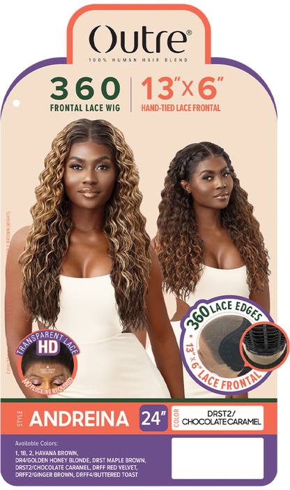 OUTRE 100% Human Hair Blend 13X6 HD Lace Frontal Wig 360 Lace - ANDREINA