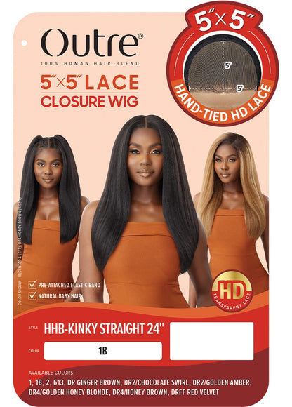 OUTRE Synthetic 5"x 5" HD Lace Closure Lace Front Wig - HHB-Kinky Straight 24"