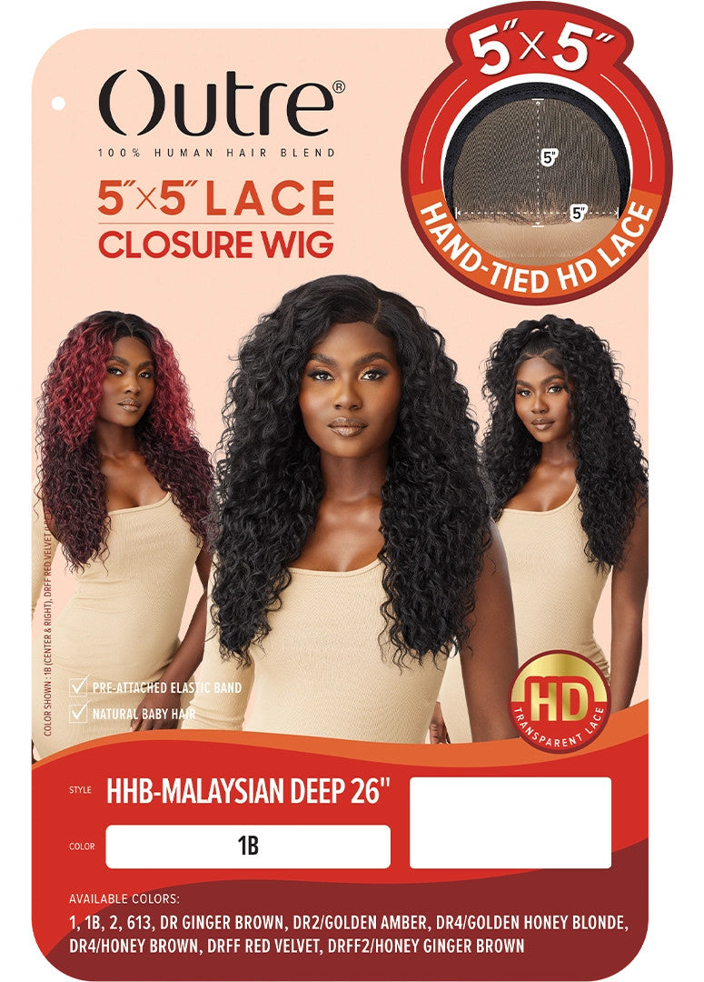 OUTRE Synthetic 5"x 5" HD Lace Closure Lace Front Wig - HHB-MALAYSIAN DEEP 26"