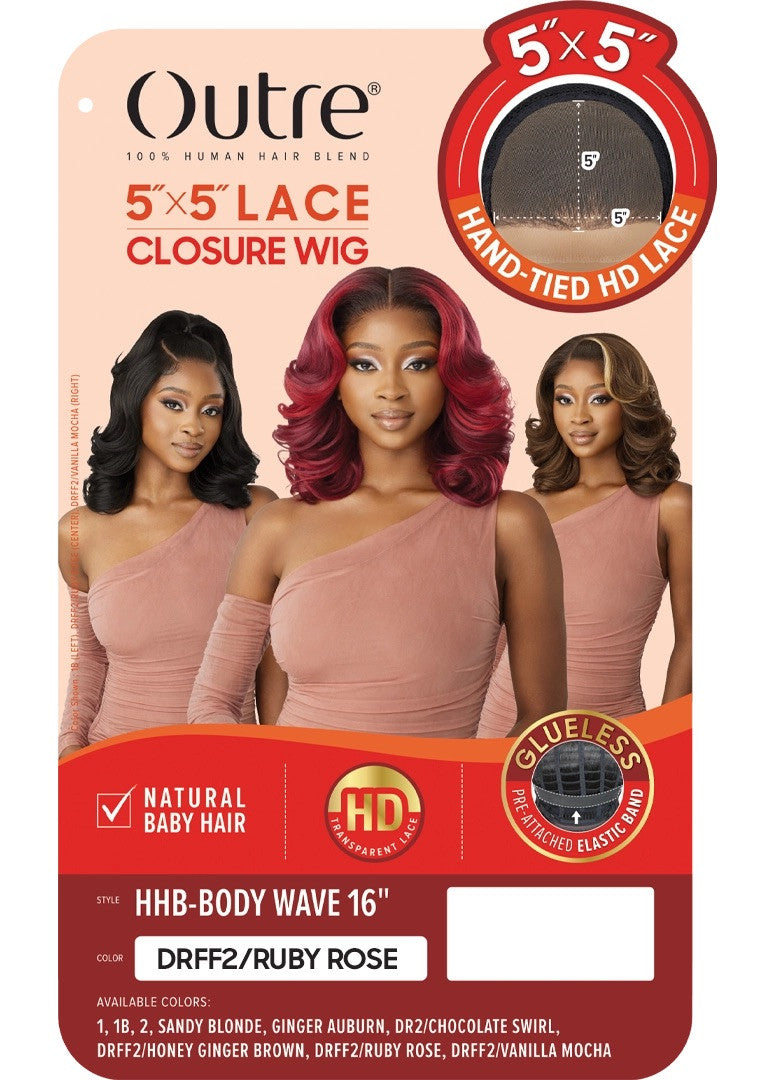 OUTRE Synthetic 5x5 Lace Closure Wig - HHB-BODY WAVE 16"