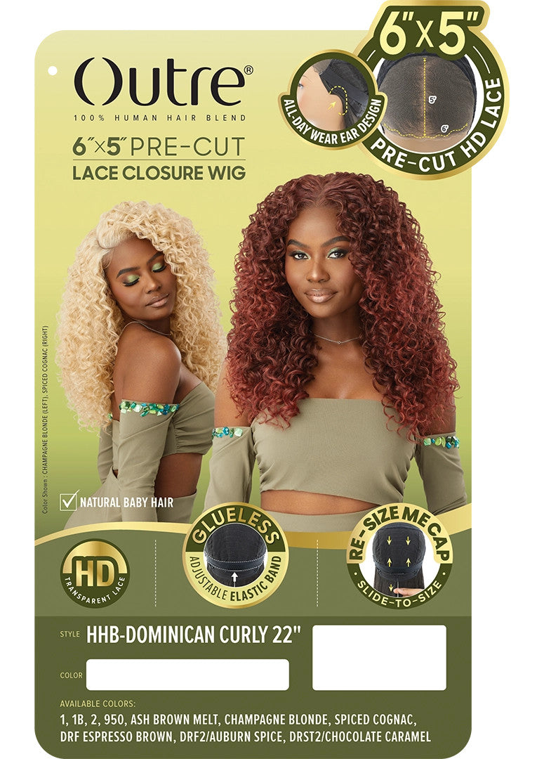 OUTRE Synthetic 6X5 Pre-Cut Lace Closure Wig - HHB-Dominican Curly 22"