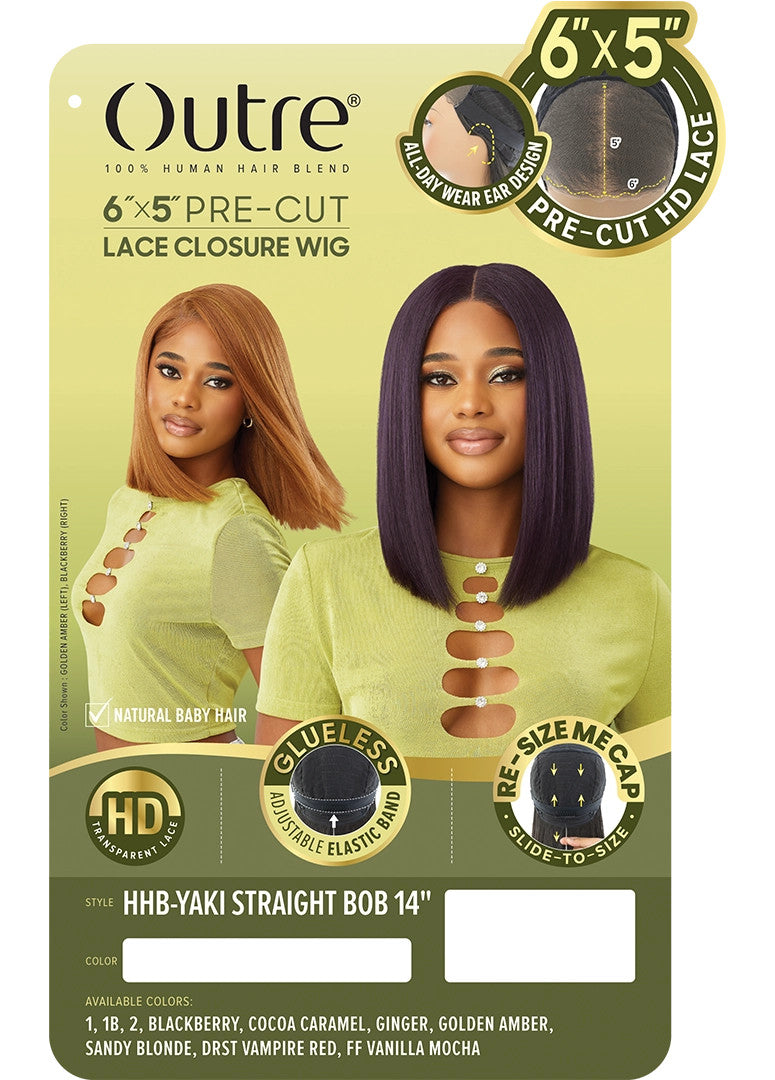 OUTRE Synthetic 6X5 Pre-Cut Lace Closure Wig - HHB-Yaki Straight Bob 14"