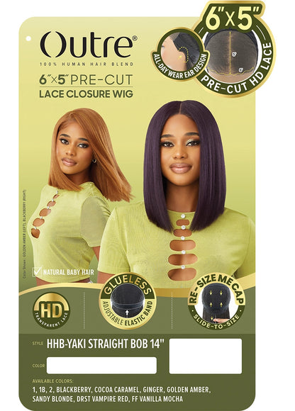 OUTRE Synthetic 6X5 Pre-Cut Lace Closure Wig - HHB-Yaki Straight Bob 14"