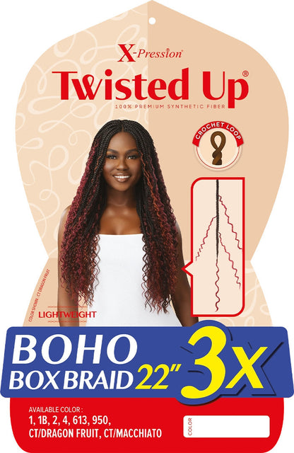 OUTRE X-Pression Twisted Up Premium Synthetic Fiber - BOHO BOX BRAID 22" 3X