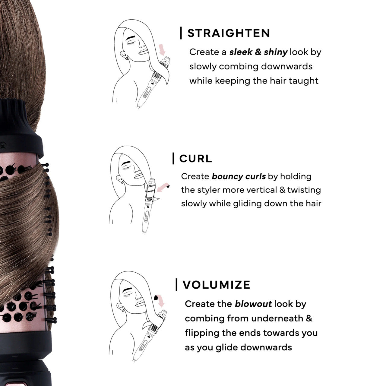 Hot & Hotter 3 in 1 Interchangeable Ceramic Hot Styling Brush Set