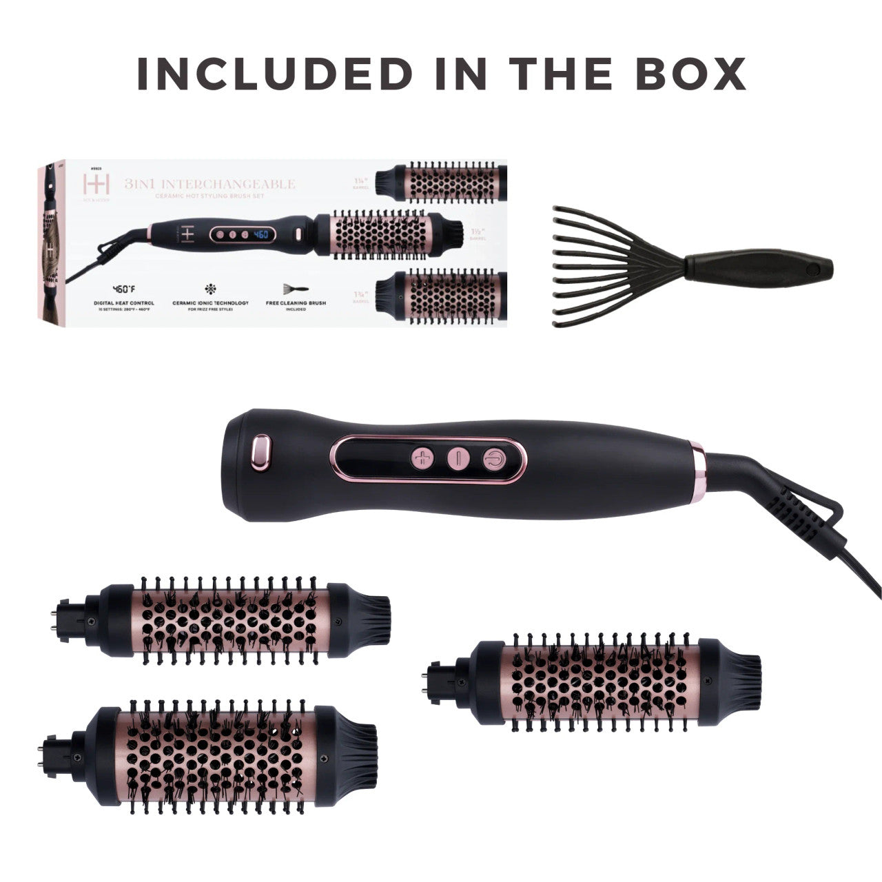 Hot & Hotter 3 in 1 Interchangeable Ceramic Hot Styling Brush Set
