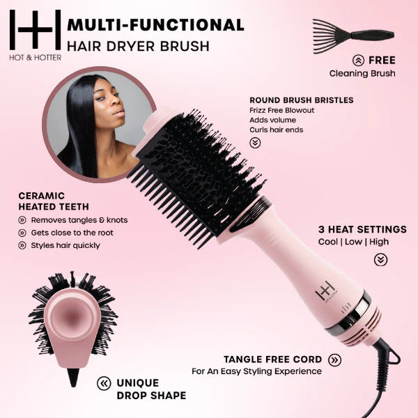 Annie Hot & Hotter Multi-Functional Hair Dryer Brush (Pink)
