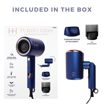 Annie Hot & Hotter Turbo 3500 Foldable Hair Dryer Blue