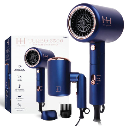Annie Hot & Hotter Turbo 3500 Foldable Hair Dryer Blue